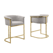 CH014 Modern Boucle Counter Height Bar Stool with Wrap-Around Gold Frame & Sled Base