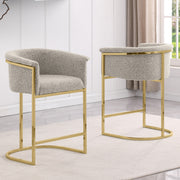 SC010-7, CH010-7, & BS010-7: Modern Boucle Fabric Chairs with U-Shaped Chrome Legs (Set of 2)