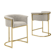 CH014 Modern Boucle Counter Height Bar Stool with Wrap-Around Gold Frame & Sled Base