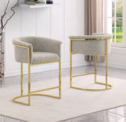 CH014 Modern Boucle Counter Height Bar Stool with Wrap-Around Gold Frame & Sled Base