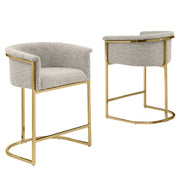 SC010-7, CH010-7, & BS010-7: Modern Boucle Fabric Chairs with U-Shaped Chrome Legs (Set of 2)