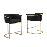 CH014 Modern Boucle Counter Height Stool with Wrap-Around Gold Frame & Sled Base