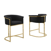 CH014 Modern Boucle Counter Height Bar Stool with Wrap-Around Gold Frame & Sled Base