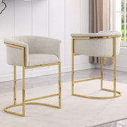 SC010-7, CH010-7, & BS010-7: Modern Boucle Fabric Chairs with U-Shaped Chrome Legs (Set of 2)