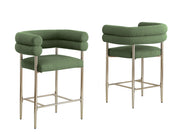 CH04 Avant-Garde Teddy Fabric Counter Height Bar Stool with Double Tubular Back & Gold Chrome Legs