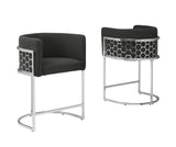CH030 Modern Teddy Fabric Counter Height Stools with Pleated Back, Ring Pull & Sled Base