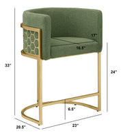 CH030 Modern Teddy Fabric Counter Height Bar Stools with Pleated Back, Ring Pull & Sled Base