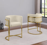 CH030 Modern Teddy Fabric Counter Height Bar Stools with Pleated Back, Ring Pull & Sled Base