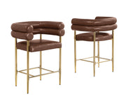 CH04L Avant-Garde Leathaire Counter Height Bar Stool with Double Tubular Back & Gold Chrome Legs