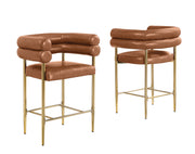 CH04L Avant-Garde Leathaire Counter Height Bar Stool with Double Tubular Back & Gold Chrome Legs