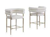 CH03 Avant-Garde Teddy Fabric Counter Height Stool with Double Tubular Back & Gold Chrome Legs