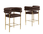 CH04L Avant-Garde Leathaire Counter Height Bar Stool with Double Tubular Back & Gold Chrome Legs