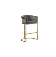 CH210  Modern Velvet Counter Height Bar Stools with Wrap-Around Arms & Sculptural [Gold / Chrome] Legs