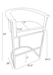 CH210  Modern Velvet Counter Height Bar Stools with Wrap-Around Arms & Sculptural [Gold / Chrome] Legs