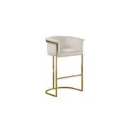CH210  Modern Velvet Counter Height Bar Stools with Wrap-Around Arms & Sculptural [Gold / Chrome] Legs
