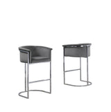 CH210 Single Modern Velvet Counter Height Stool with Wrap-Around Arms & Sculptural [Gold / Chrome] Legs