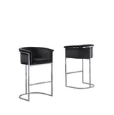 CH210 Single Modern Velvet Counter Height Stool with Wrap-Around Arms & Sculptural [Gold / Chrome] Legs