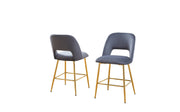 CH226 Modern Glam Velvet Counter Height Stool with Architectural Open Back & Tapered Gold Legs