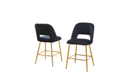 CH226 Modern Glam Velvet Counter Height Stool with Architectural Open Back & Tapered Gold Legs