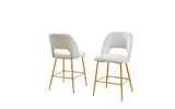 CH226 Modern Glam Velvet Counter Height Stool with Architectural Open Back & Tapered Gold Legs