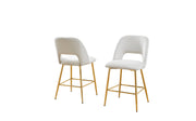 CH226 Modern Glam Velvet Counter Height Stool with Architectural Open Back & Tapered Gold Legs