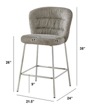 Ch252 Modern Teddy Fabric Counter Height Bar Stool with Horizontal Tufted Back & [Gold / Chrome] Legs