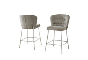 Ch252 Modern Teddy Fabric Counter Height Bar Stool with Horizontal Tufted Back & [Gold / Chrome] Legs