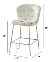 Ch252 Modern Teddy Fabric Counter Height Bar Stool with Horizontal Tufted Back & [Gold / Chrome] Legs