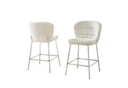 Ch252 Modern Teddy Fabric Counter Height Bar Stool with Horizontal Tufted Back & [Gold / Chrome] Legs
