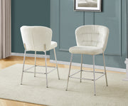 Ch252 Modern Teddy Fabric Counter Height Bar Stool with Horizontal Tufted Back & [Gold / Chrome] Legs