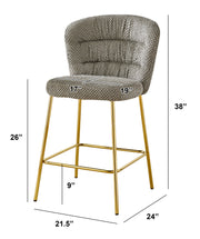 Ch252 Modern Teddy Fabric Counter Height Bar Stool with Horizontal Tufted Back & [Gold / Chrome] Legs