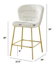 Ch252 Modern Teddy Fabric Counter Height Bar Stool with Horizontal Tufted Back & [Gold / Chrome] Legs