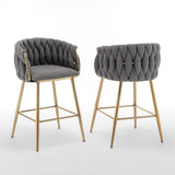 CH265 Modern Teddy Fabric Counter Height Stool with Radiant Gold Chrome Legs | 23