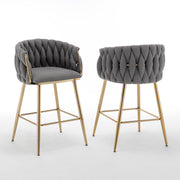 CH265 Modern Teddy Fabric Counter Height Bar Stool with Radiant Gold Chrome Legs | 23