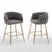 CH265 Modern Teddy Fabric Counter Height Bar Stool with Radiant Gold Chrome Legs | 23