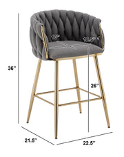 CH265 Modern Teddy Fabric Counter Height Bar Stool with Radiant Gold Chrome Legs | 23
