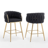 CH265 Modern Teddy Fabric Counter Height Stool with Radiant Gold Chrome Legs | 23