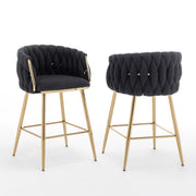 CH265 Modern Teddy Fabric Counter Height Bar Stool with Radiant Gold Chrome Legs | 23