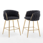 CH265 Modern Teddy Fabric Counter Height Bar Stool with Radiant Gold Chrome Legs | 23