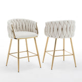 CH265 Modern Teddy Fabric Counter Height Stool with Radiant Gold Chrome Legs | 23