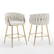 CH265 Modern Teddy Fabric Counter Height Bar Stool with Radiant Gold Chrome Legs | 23