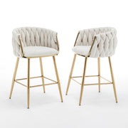 CH265 Modern Teddy Fabric Counter Height Bar Stool with Radiant Gold Chrome Legs | 23