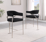 CH300  Architectural Boucle Counter Height Bar Stool with Sweeping Matte Brushed Chrome Armrests