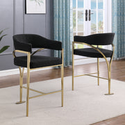 CH306 Architectural Boucle Counter Height Bar Stool with Sweeping Matte Brushed Gold Armrests | 38