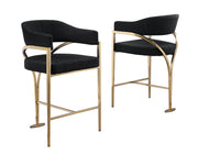 CH306 Architectural Boucle Counter Height Bar Stool with Sweeping Matte Brushed Gold Armrests | 38