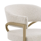 CH306 Architectural Boucle Counter Height Bar Stool with Sweeping Matte Brushed Gold Armrests | 38