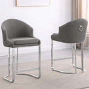 SC370-7, CH370-7, & BS370-7: Modern Teddy Upholstered Chairs with Chrome Finish Legs & Decorative Back Ring Handle (Set of 2)