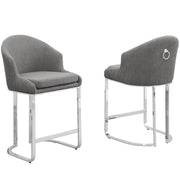 SC370-7, CH370-7, & BS370-7: Modern Teddy Upholstered Chairs with Chrome Finish Legs & Decorative Back Ring Handle (Set of 2)