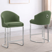SC370-7, CH370-7, & BS370-7: Modern Teddy Upholstered Chairs with Chrome Finish Legs & Decorative Back Ring Handle (Set of 2)
