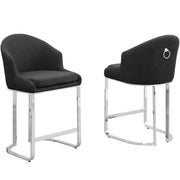SC370-7, CH370-7, & BS370-7: Modern Teddy Upholstered Chairs with Chrome Finish Legs & Decorative Back Ring Handle (Set of 2)